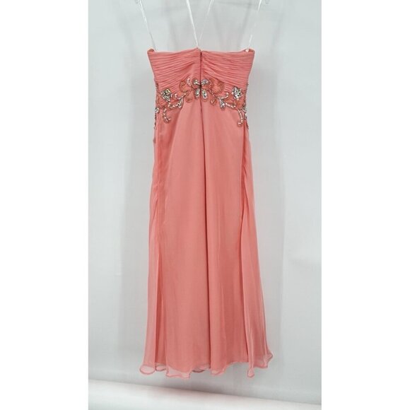 JVN BY JOVANI maxi dress strapless beaded sequins formal chiffon pink scarf 10 - Picture 9 of 10